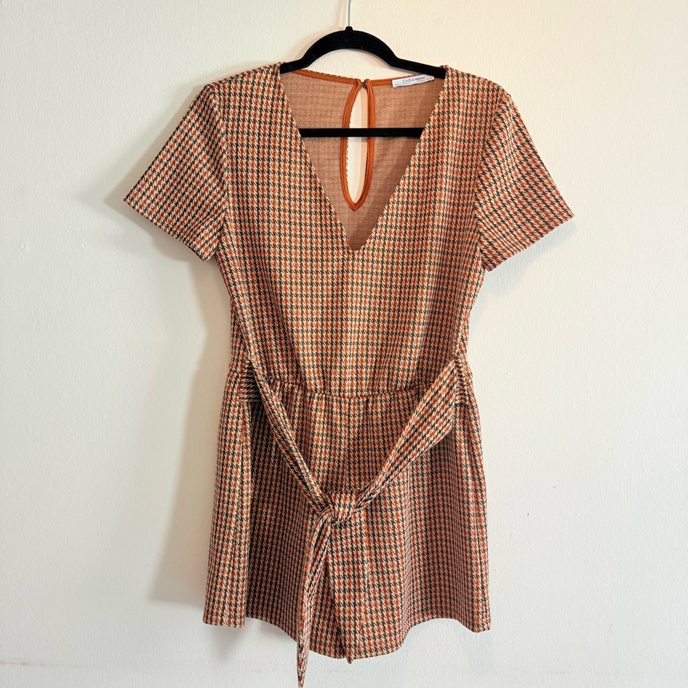 Zara • Plaid V-Neck Romper